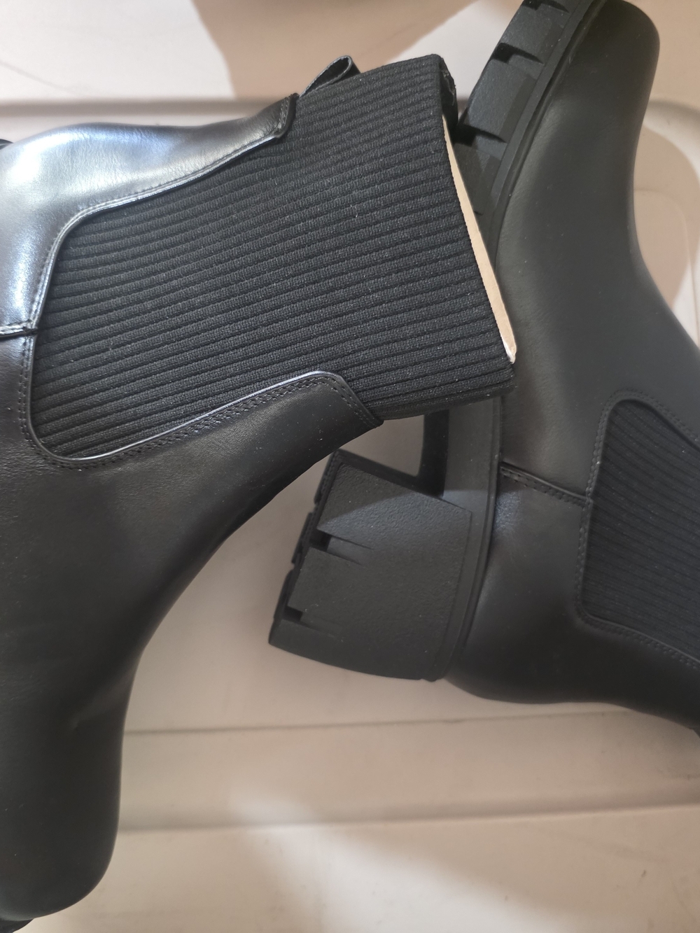 Black Ribbed Boots - Picture 3 of 3